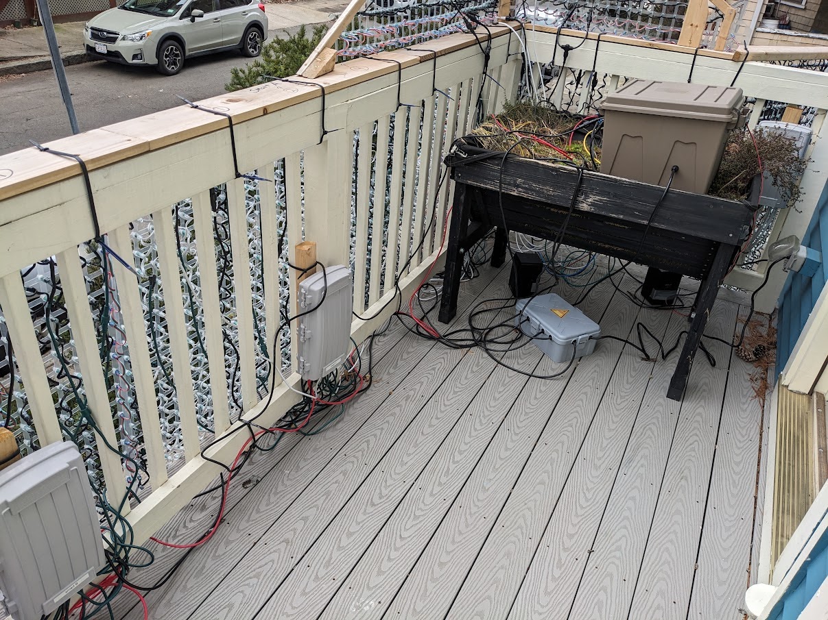 Light show setup on the porch